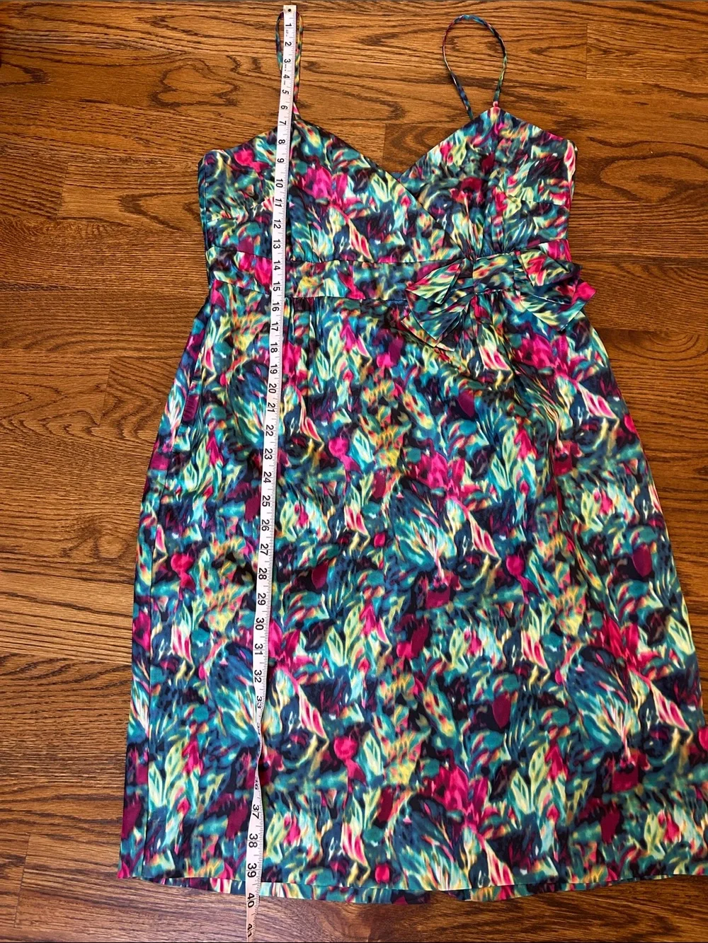 NWT 100% silk J. Crew Collection Green & Pink watercolor dress size 14
